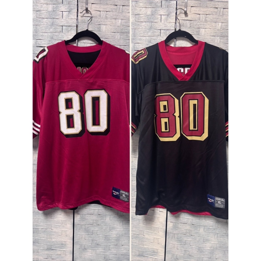 Reebok Mens XL Jerry Rice 49ers Reversible Jersey Red Black 80 Vintage NFL Mesh